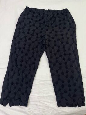 Women’s Black Textured Ankle Pants